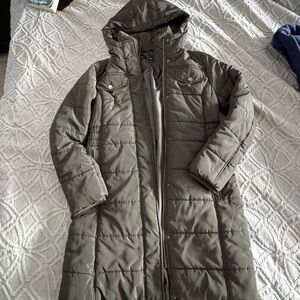 Lucky Brand Olive Quilted Hooded Jacket